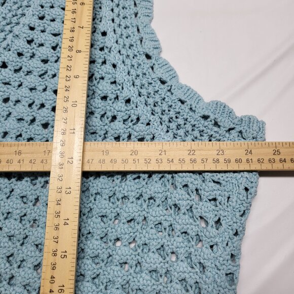 Vintage Heather B Womens Crochet Vest Cardigan 2X Plus Open Knit Tie Up Dillards - Picture 13 of 14